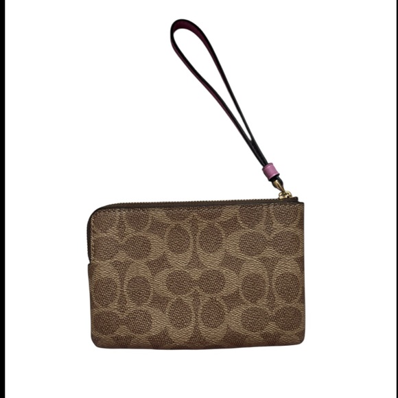 NWT coach Wristlet in tan and fuchsia - Picture 2 of 4
